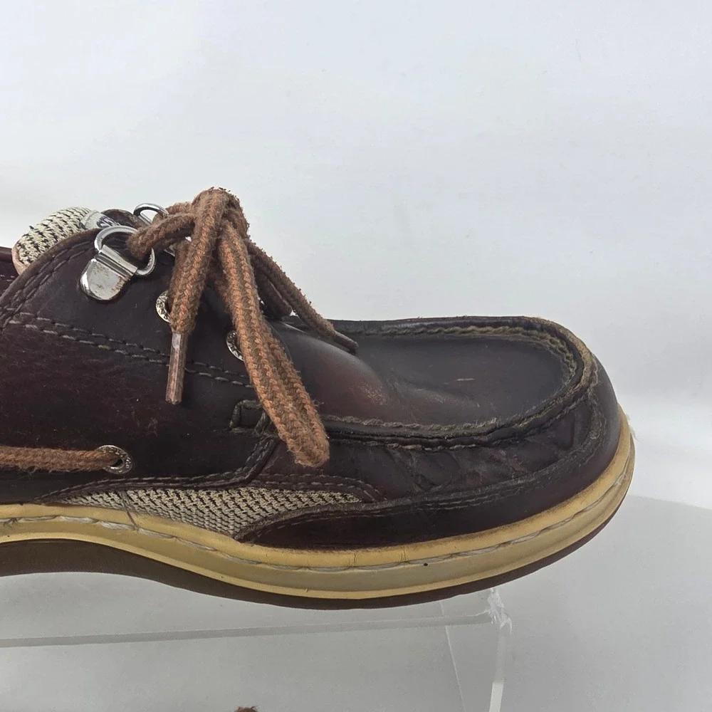 Sebago Clovehitch II Mens 9.5M Boat Shoes Walnut Brown Leather Mesh B24367 Good
